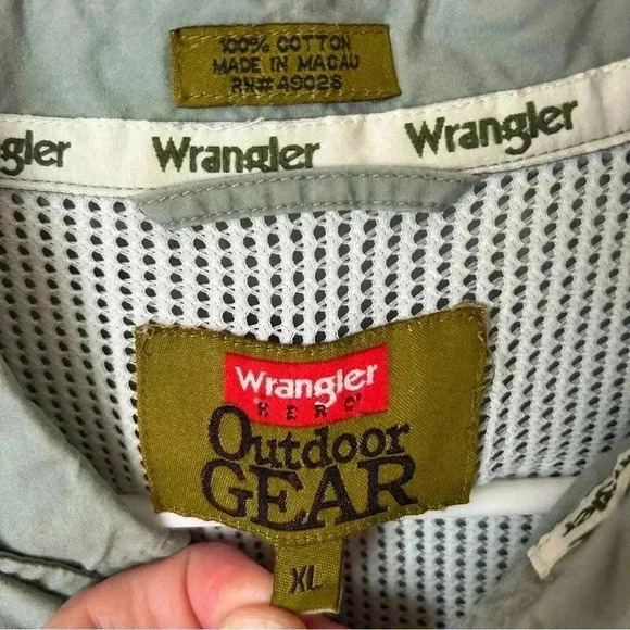 Wrangler Hero Green Outdoor Fishing Button Up Short Sleeve Shirt Men’s Size XL - Picture 2 of 5